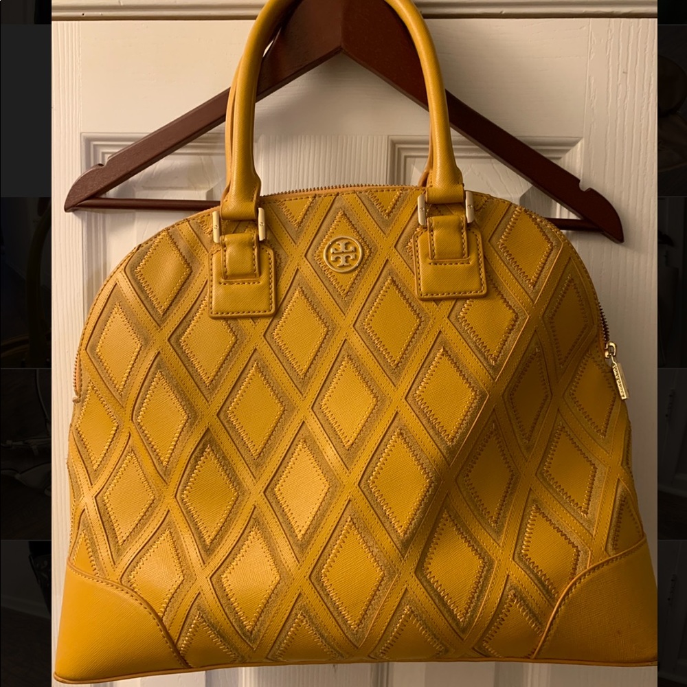 Tory Burch leather and suede satchel